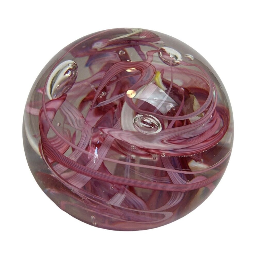 Whitefriars 9850? Pink‎ Yellow White Art Glass Abstract Paperweight Has Sticker! - Picture 4 of 9